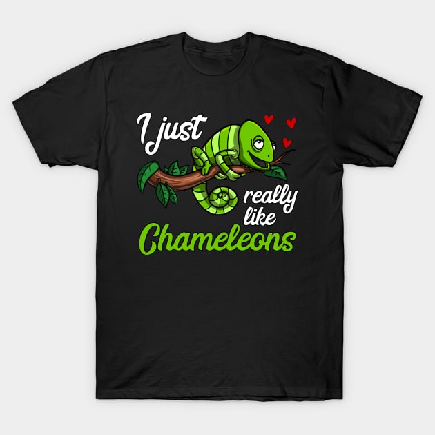 I Just Really Like Chameleons Cute Lizard T-Shirt by underheaven